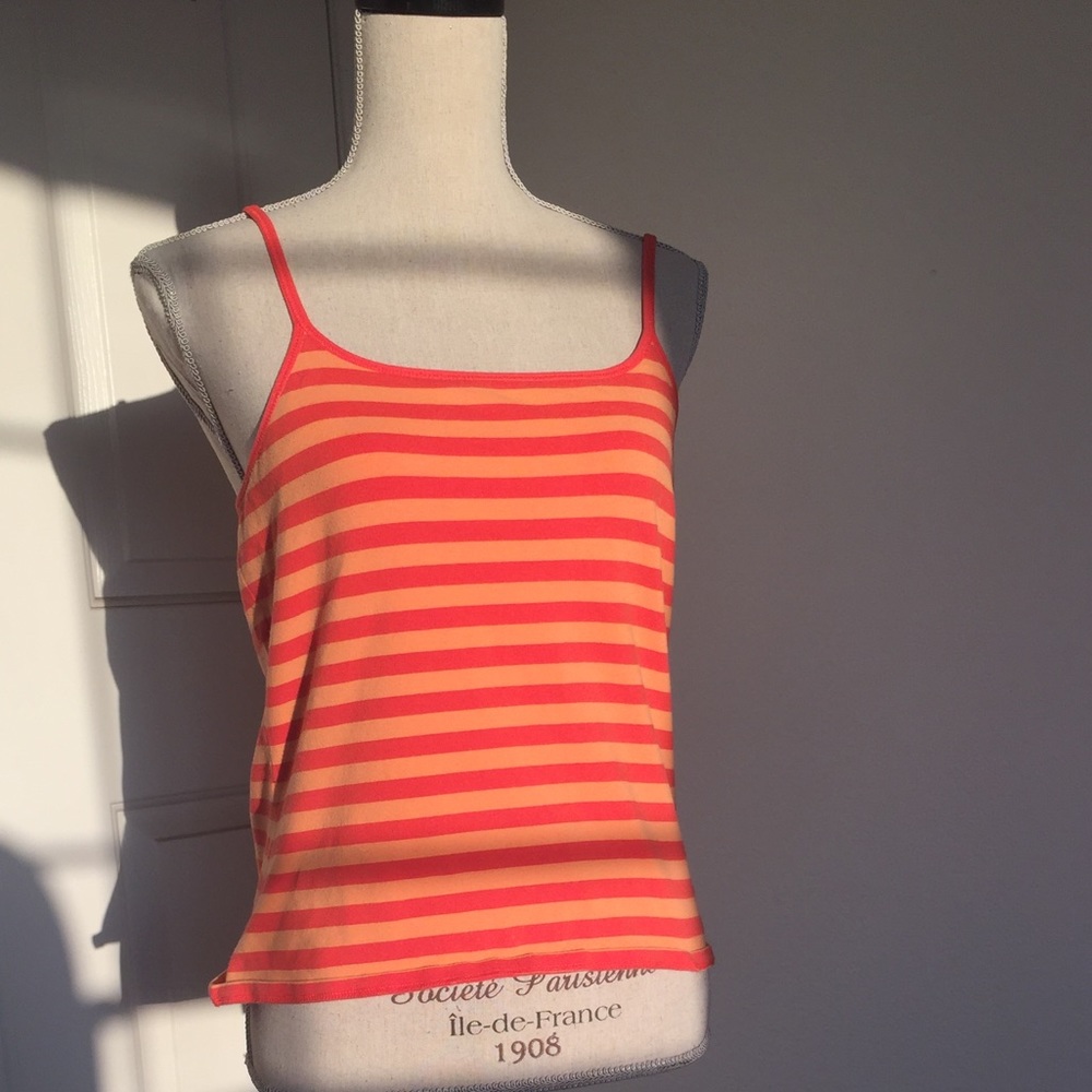 Express Orange Striped Spaghetti Strap Blouse
